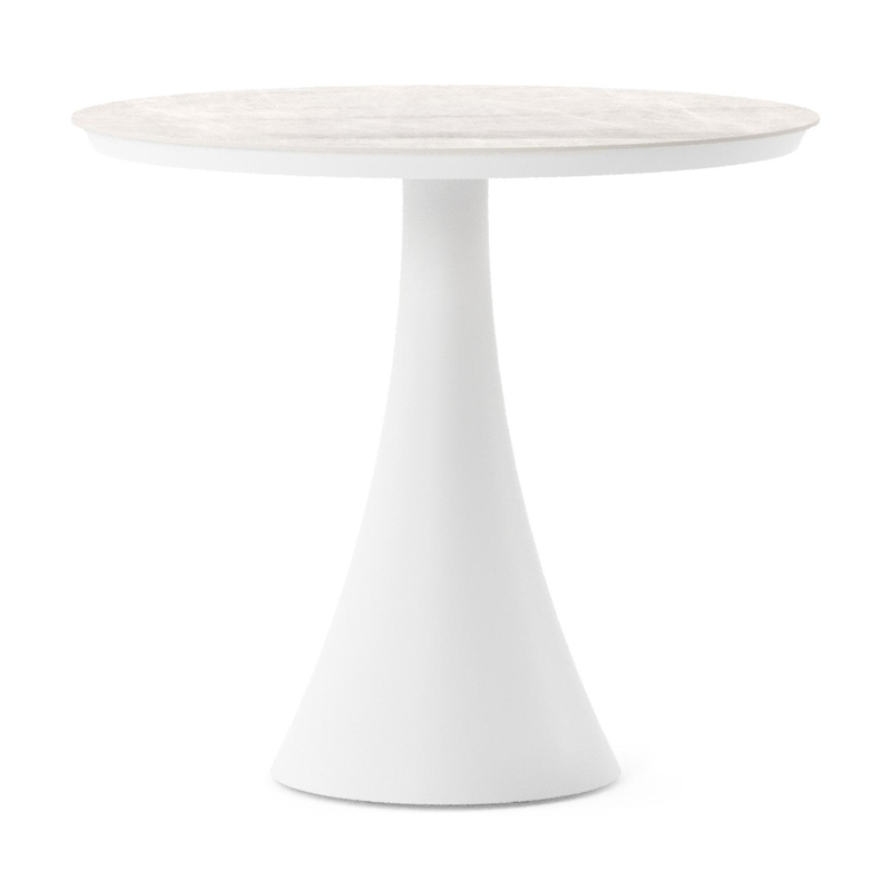 Fano tuintafel rond in wit aluminium en volkeramiek Taj Mahal - Dia. 85 x - Dia. 85 x H 75 cm