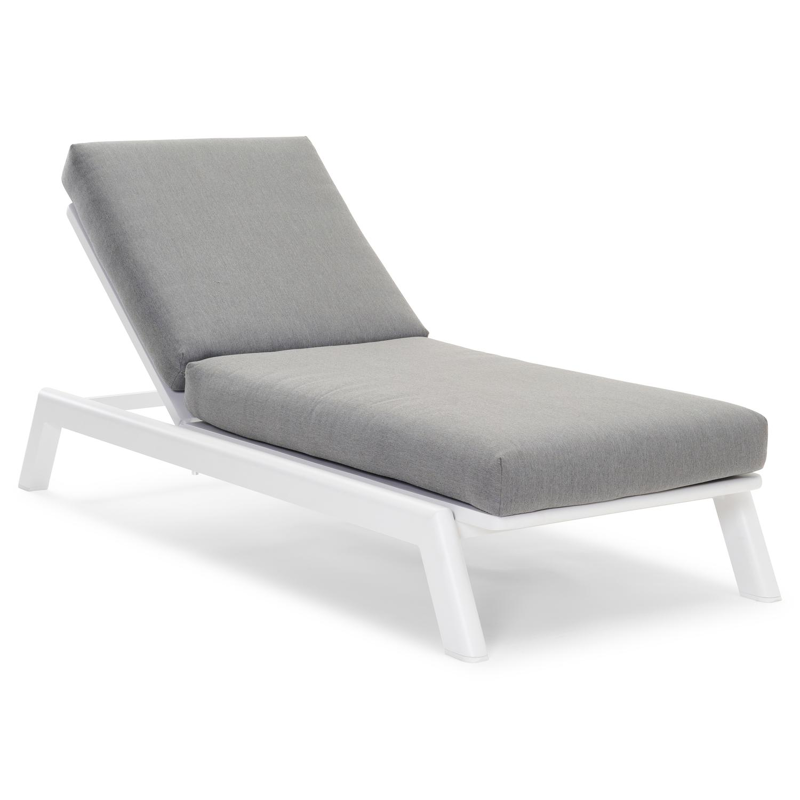 Cirello verstelbaar ligbed met pompsysteem in wit aluminium met natte charcoal chine all weather sunbrella® luxe kussen