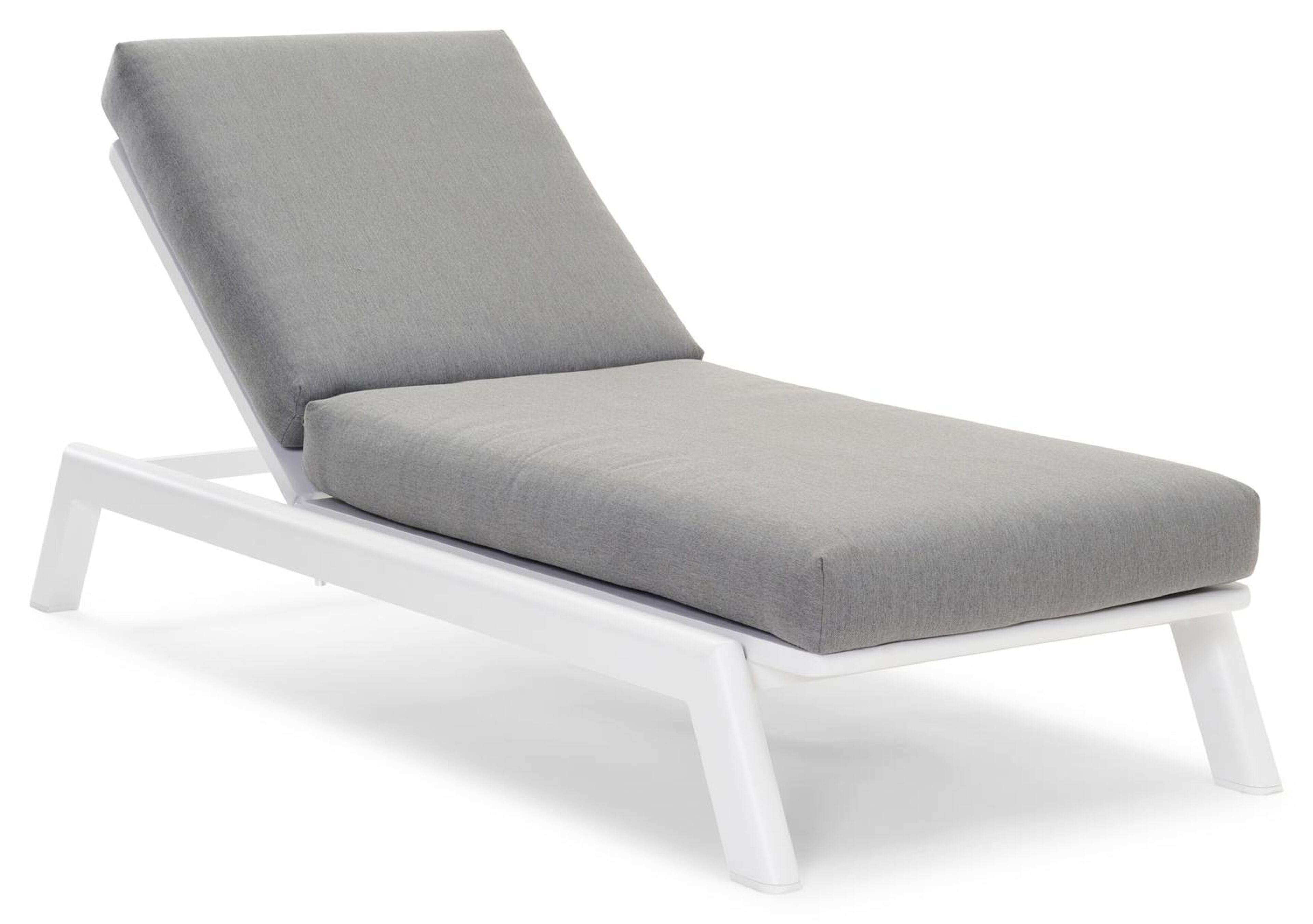 Cirello verstelbaar ligbed met pompsysteem in wit aluminium met natte charcoal chine all weather sunbrella® luxe kussen