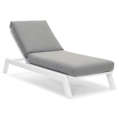 Cirello verstelbaar ligbed met pompsysteem in wit aluminium met natte charcoal chine all weather sunbrella® luxe kussen