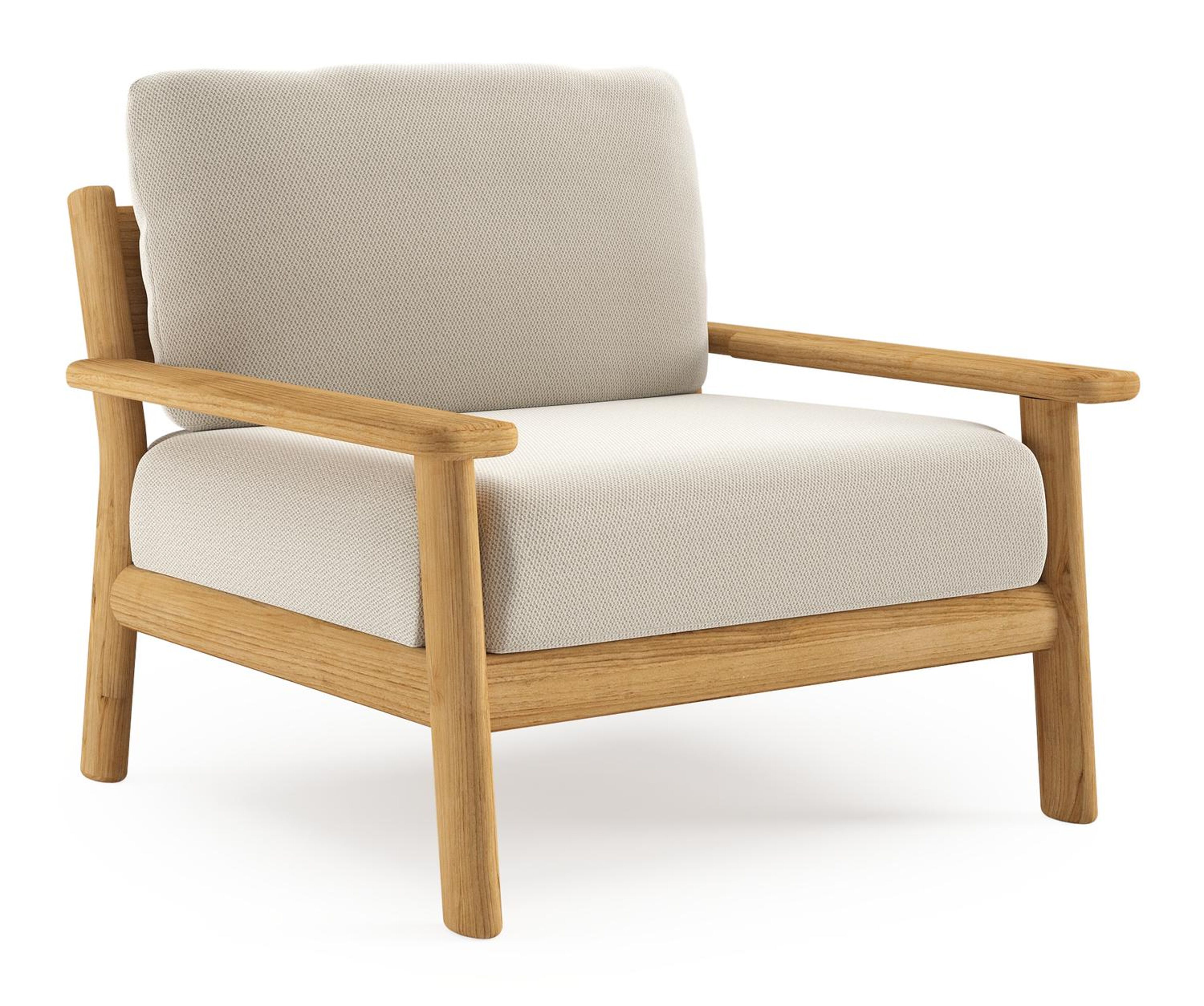 Amaro loungestoel in teak met lopi marble all weather sunbrella® luxe kussen