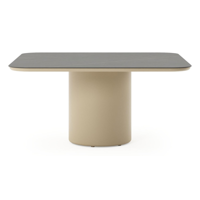 Amico tuintafel afgerond vierkant in beige aluminium en volkeramiek Calatorao - L 148 x B 148 x H 73.5 cm
