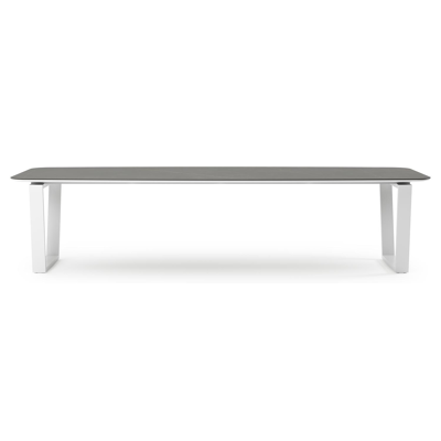 Pagino tuintafel bootvorm in wit aluminium en volkeramiek Calatorao - L 315 x B 115 x H 73 cm