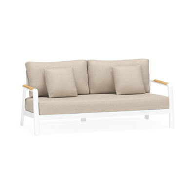 Salamanca loungebank 2-zit in wit aluminium en teak met desert weather+ softtouch kussen