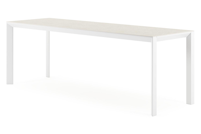 Malito tuintafel in wit aluminium en volkeramiek shilin - L 220 x B 70 x H 75 cm