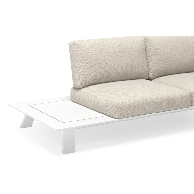 Cesano loungehoek in wit aluminium met chartres pewter all weather sunbrella® luxe kussens