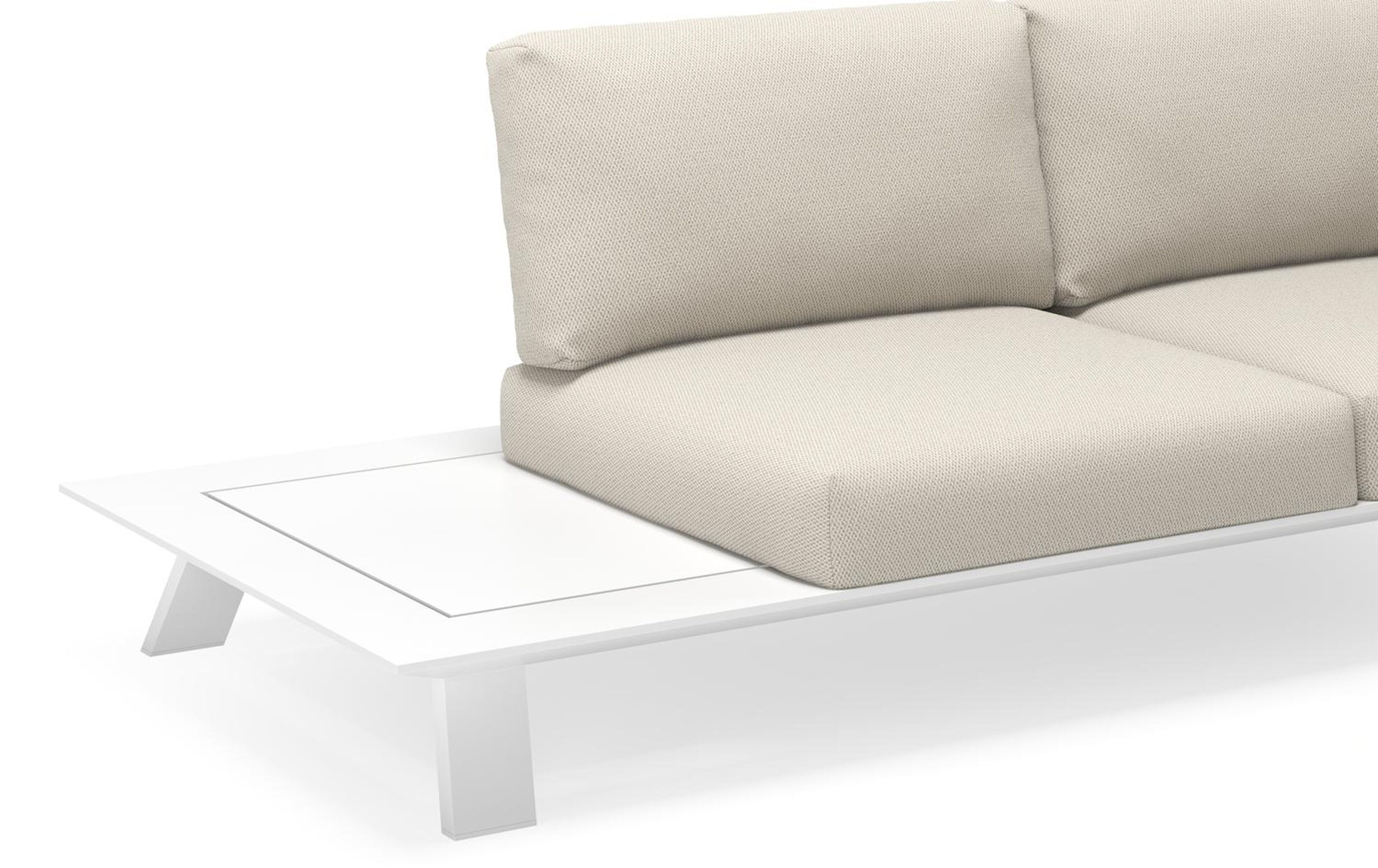 Cesano loungehoek in wit aluminium met chartres pewter all weather sunbrella® luxe kussens