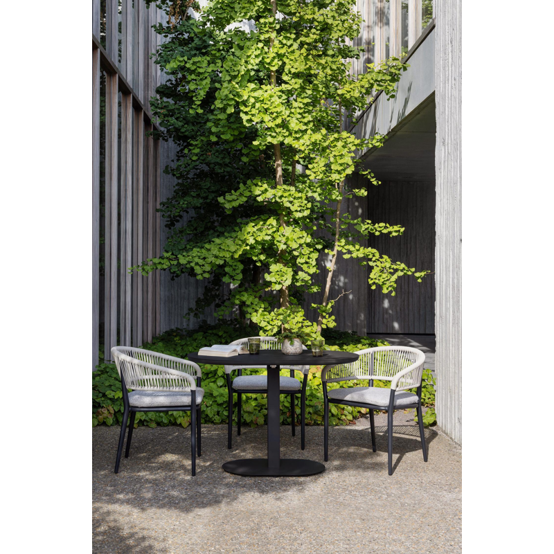 Teramo kantelbare tuintafel bombo in zwart aluminium - L 110 x B 70 x H 74 cm