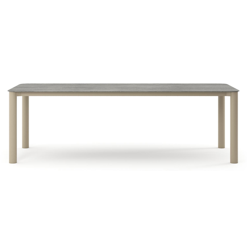 Orso tuintafel rechthoekig afgerond in beige aluminium en volkeramiek Aspen Grey - L 240 x B 100 x H 74.5 cm