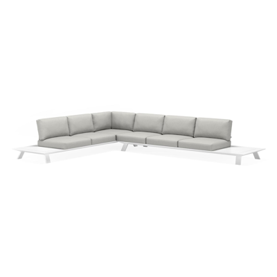 Cesano loungehoek in wit aluminium met tweed dune all weather sunbrella® luxe kussens