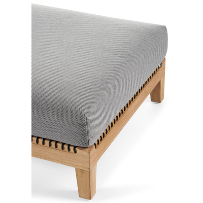 Cosito poef in teak en zwart wicker met archi lead all weather sunbrella® luxe kussen