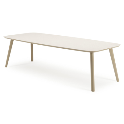 Mosa tuintafel bootvorm in beige aluminium en sintered stone Crema minerale - L 270 x B 115 x H 74 cm