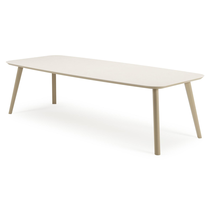 Mosa tuintafel bootvorm in beige aluminium en sintered stone Crema minerale - L 270 x B 115 x H 74 cm