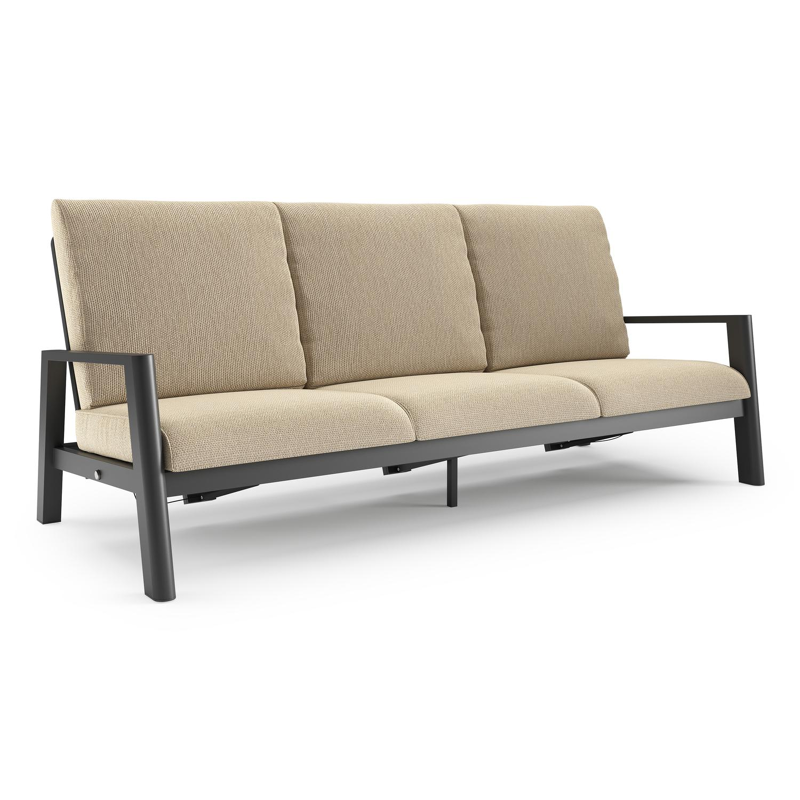 Cirello loungebank in zwart aluminium met althea camel all weather cosytica kussen