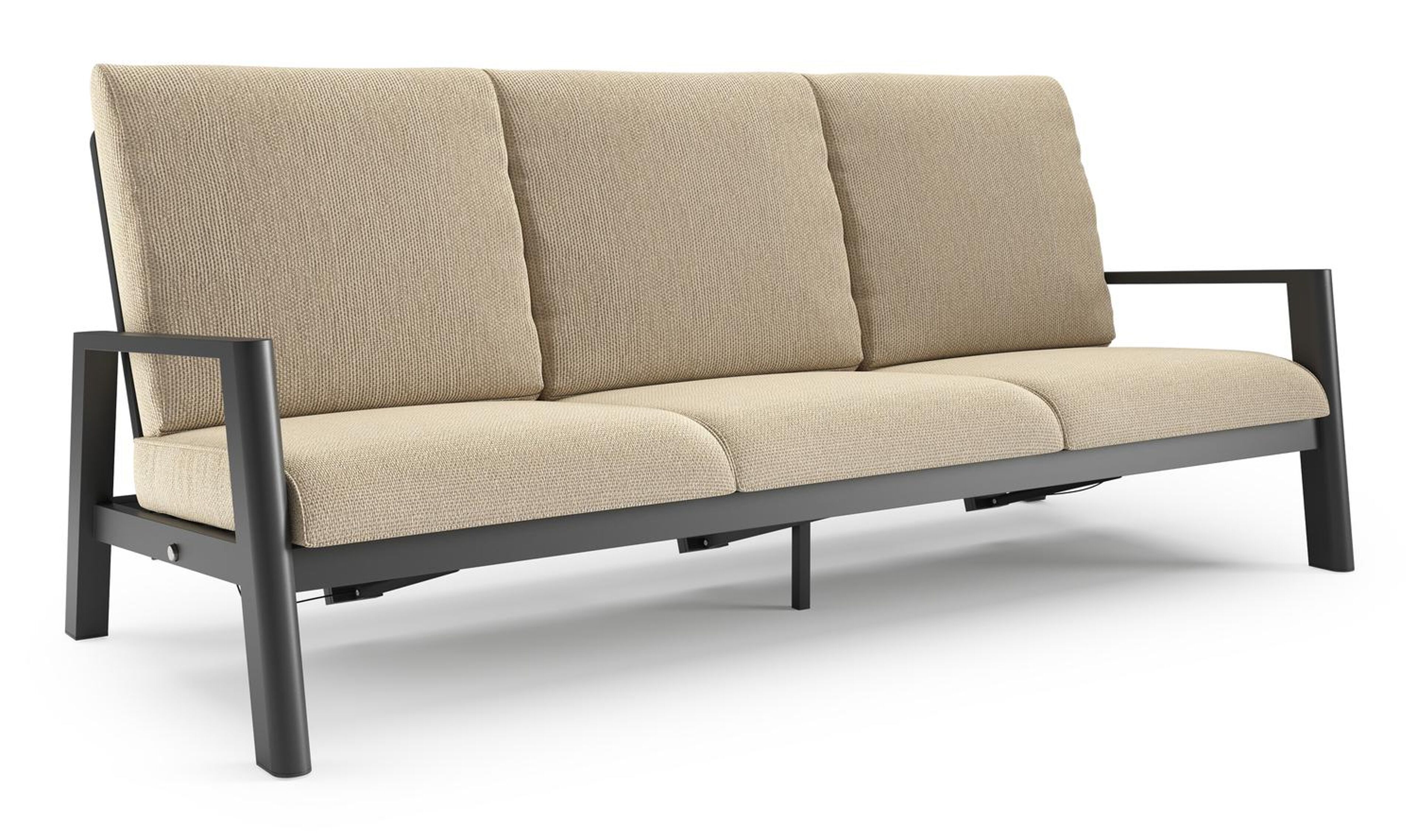 Cirello loungebank in zwart aluminium met althea camel all weather cosytica kussen