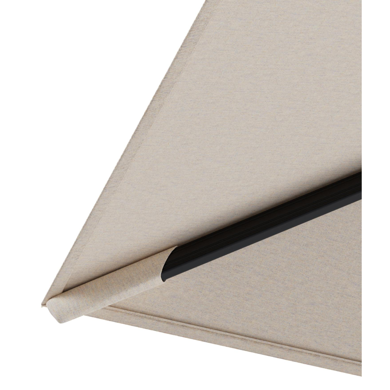 Rufina zweefparasol tiltfunctie in zwart aluminium en parasoldoek in All Weather Sunbrella® Luxe Heritage Papyrus - L1 400 x L2 300 cm (zonder voet) (zonder voet)