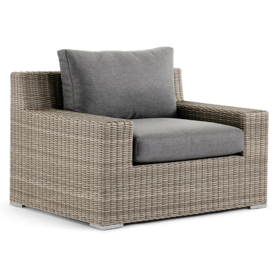 Pintura loungezetel 1-zit in grijs wicker en grijs met grijs weather+ softtouch kussen