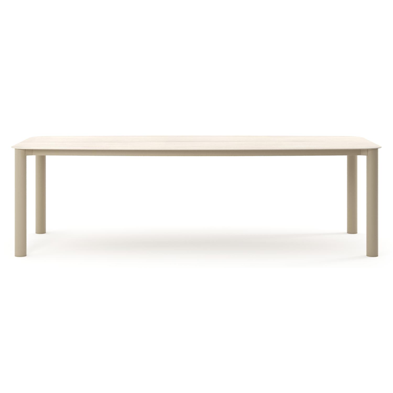 Orso tuintafel bootvorm in beige aluminium en volkeramiek Travertino Bianco - L 255 x B 115 x H 74.5 cm