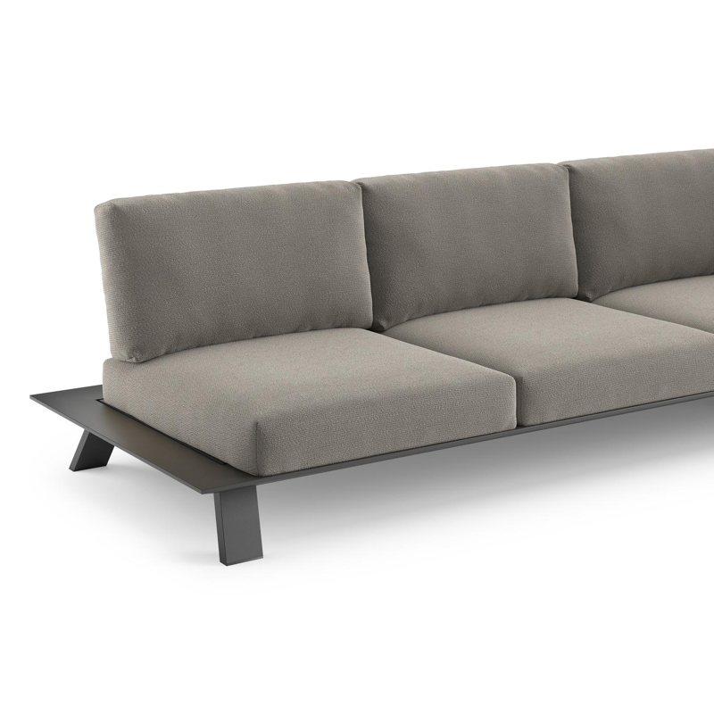 Cesano loungebank in zwart aluminium met lopi silver all weather Sunbrella® luxe kussen