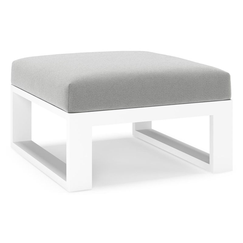 Verato poef in wit aluminium met savane grey all weather sunbrella® luxe kussen