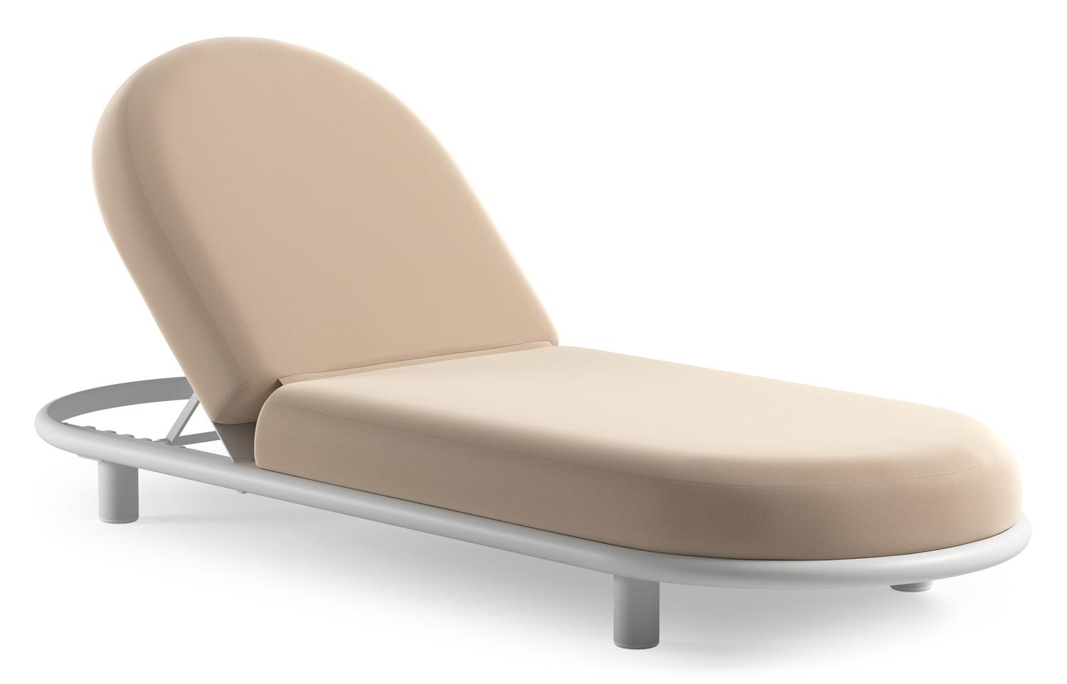 Lomano verstelbaar ligbed in wit aluminium met natte linen chalk all weather sunbrella® luxe