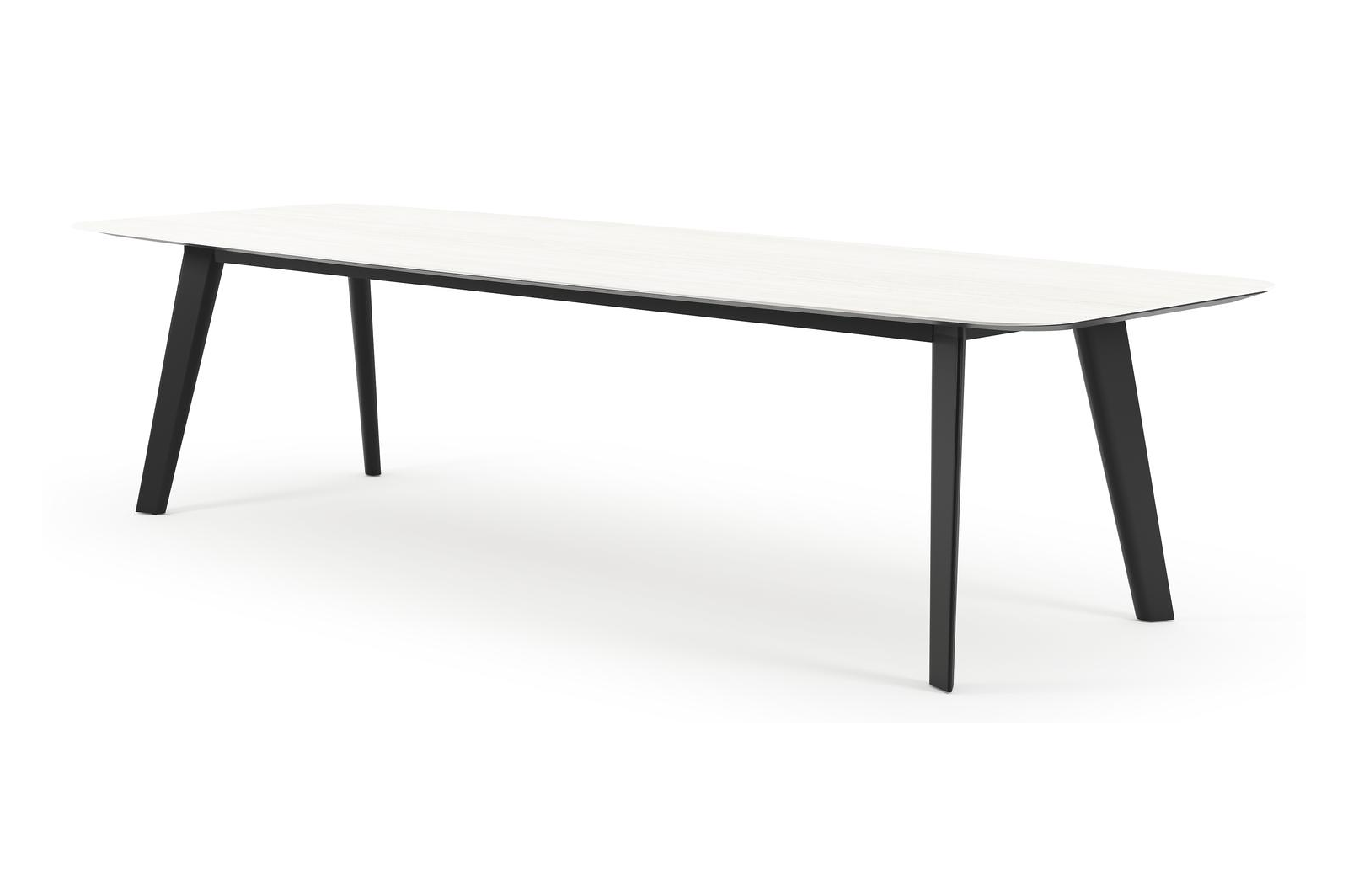 Lacrima tuintafel bootvorm in zwart aluminium en volkeramiek calista - L 315 x B 115 x H 73 cm