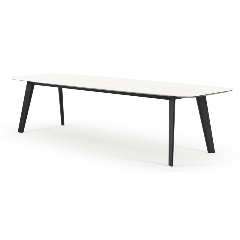 Lacrima tuintafel bootvorm in zwart aluminium en volkeramiek calista - L 315 x B 115 x H 73 cm