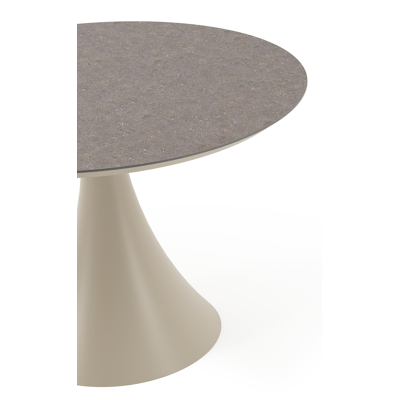 Fano tuintafel rond in beige aluminium en volkeramiek Wulong - Dia. 110 x H 75 cm