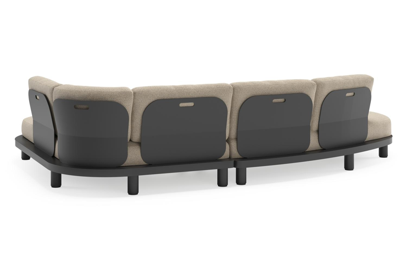 Donato loungehoek in zwart aluminium met all weather cosytica Marbella Beige kussen