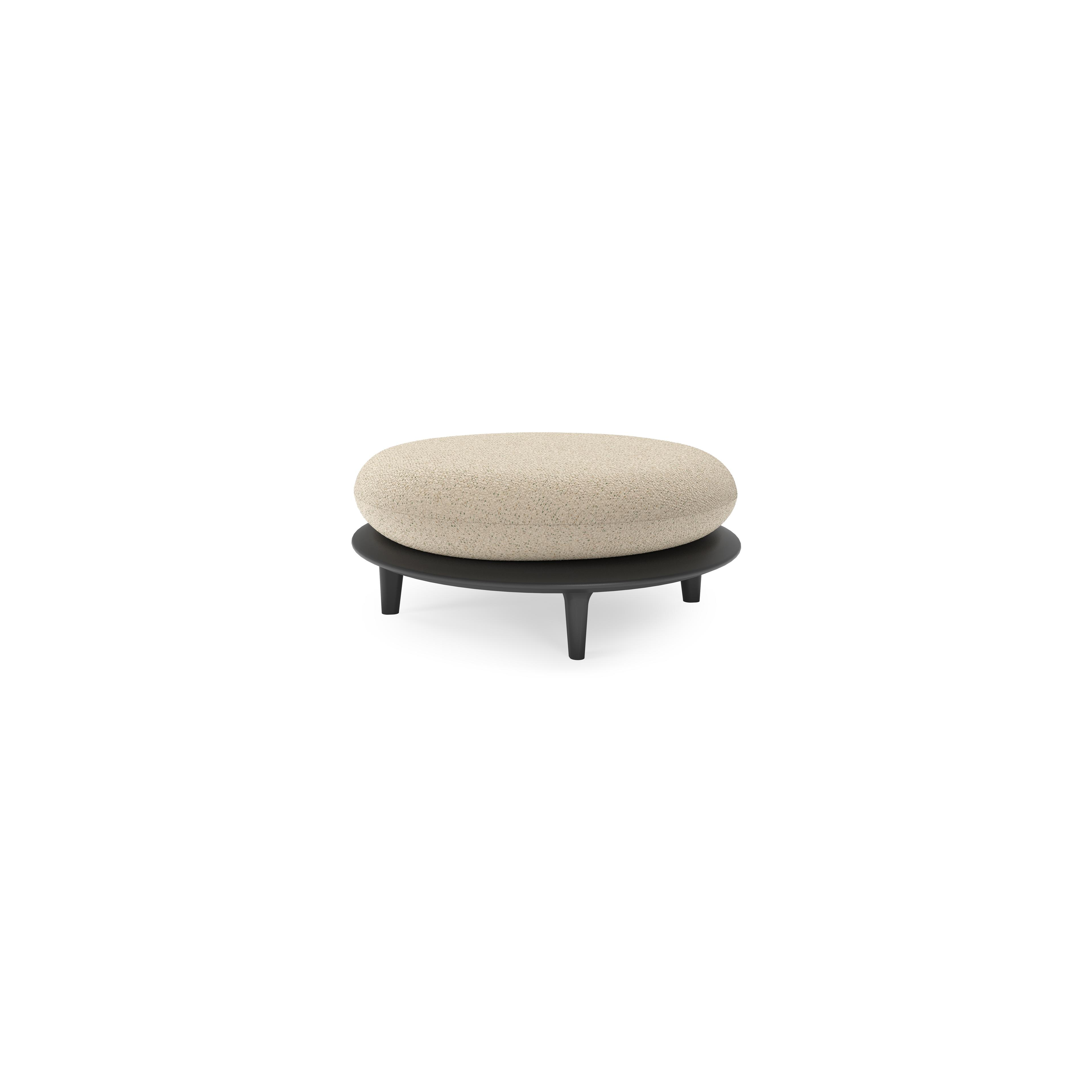 Pouf Bomero en aluminium noir et coussins en all weather cosytica bora forest