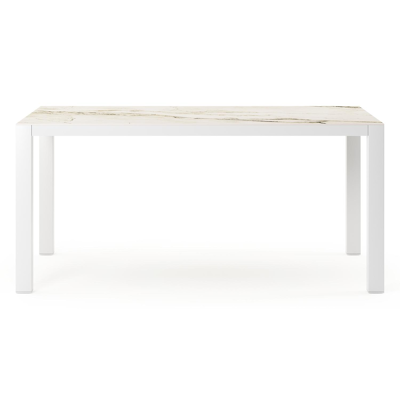 Como tuintafel rechthoekig in wit aluminium en volkeramiek colorado dunes - L 160 x B 100 x H 75 cm
