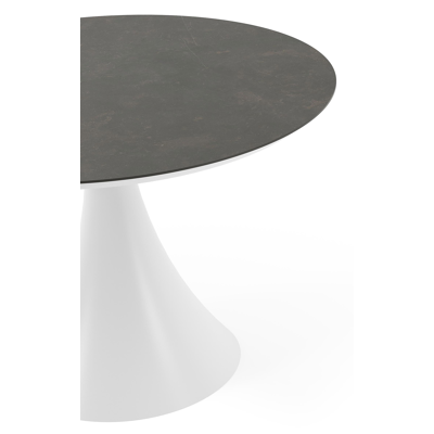 Fano tuintafel rond in wit aluminium en volkeramiek Calatorao - Dia. 110 x H 75 cm
