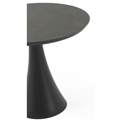 Fano tuintafel in zwart aluminium en volkeramiek calatorao - Dia. 85 x H 75 cm