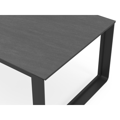 Atessa tuintafel in zwart aluminium en volkeramiek basalt black - L 280 x B 110 x H 75 cm