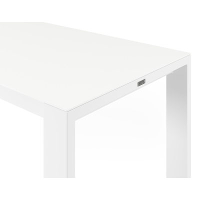 Verato bartafel in wit aluminium en volkeramiek arctic white - L 220 x B 70 x H 106 cm