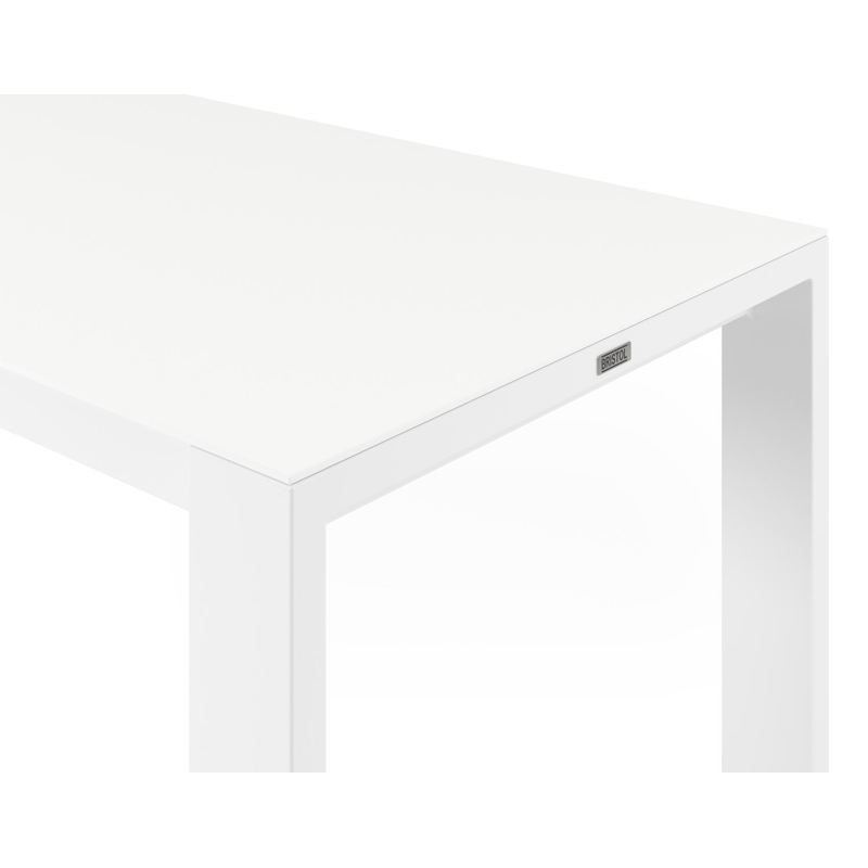 Verato bartafel in wit aluminium en volkeramiek arctic white - L 220 x B 70 x H 106 cm