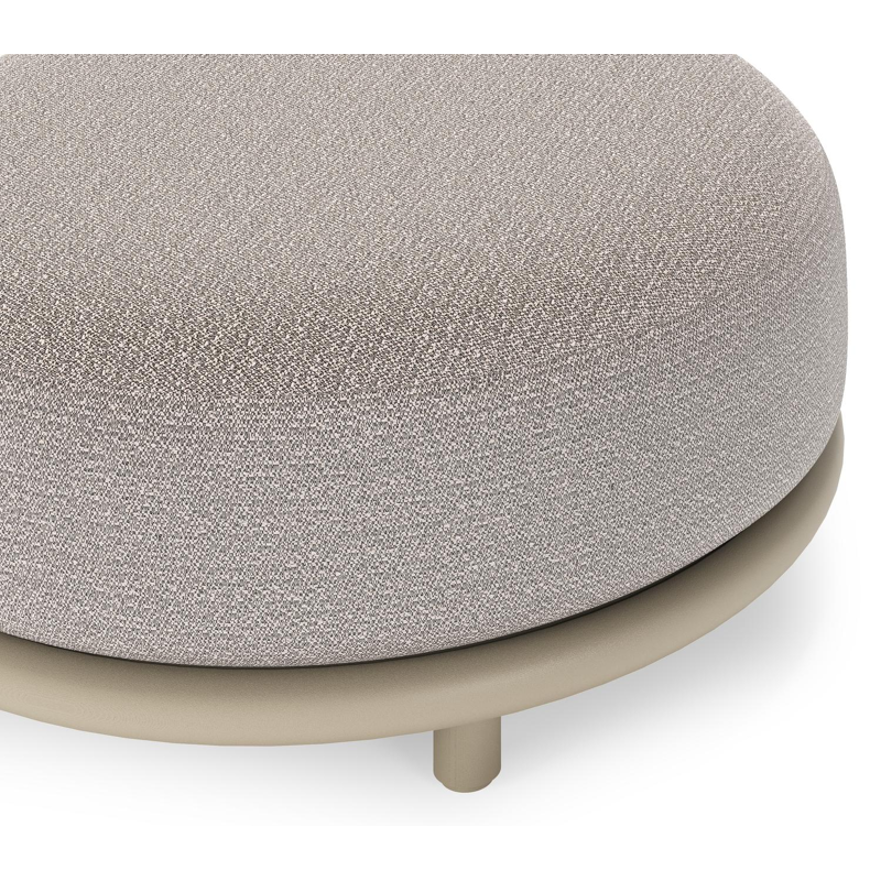 Lomano poef in beige aluminium en beige verticaal geweven luxe vlakke rope met Wander Granite all weather sunbrellaÂ® luxe