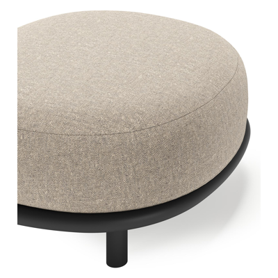 Lupino poef in zwart aluminium met chartres pewter all weather sunbrella® luxe kussen