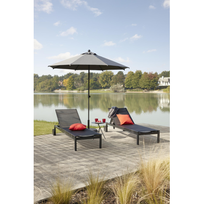 Caravelle verstelbaar ligbed in zwart aluminium met zwart textilene