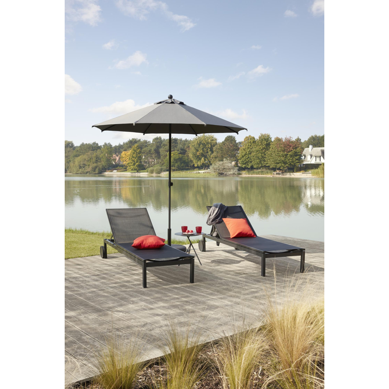 Caravelle verstelbaar ligbed in zwart aluminium met zwart textilene