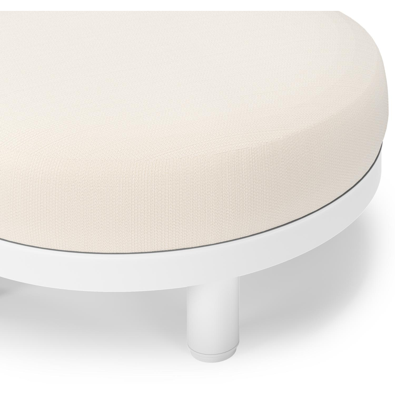 Salon de jardin pouf Donato en aluminium blanc et coussins en all Weather Sunbrella® Luxe Lopi Snow