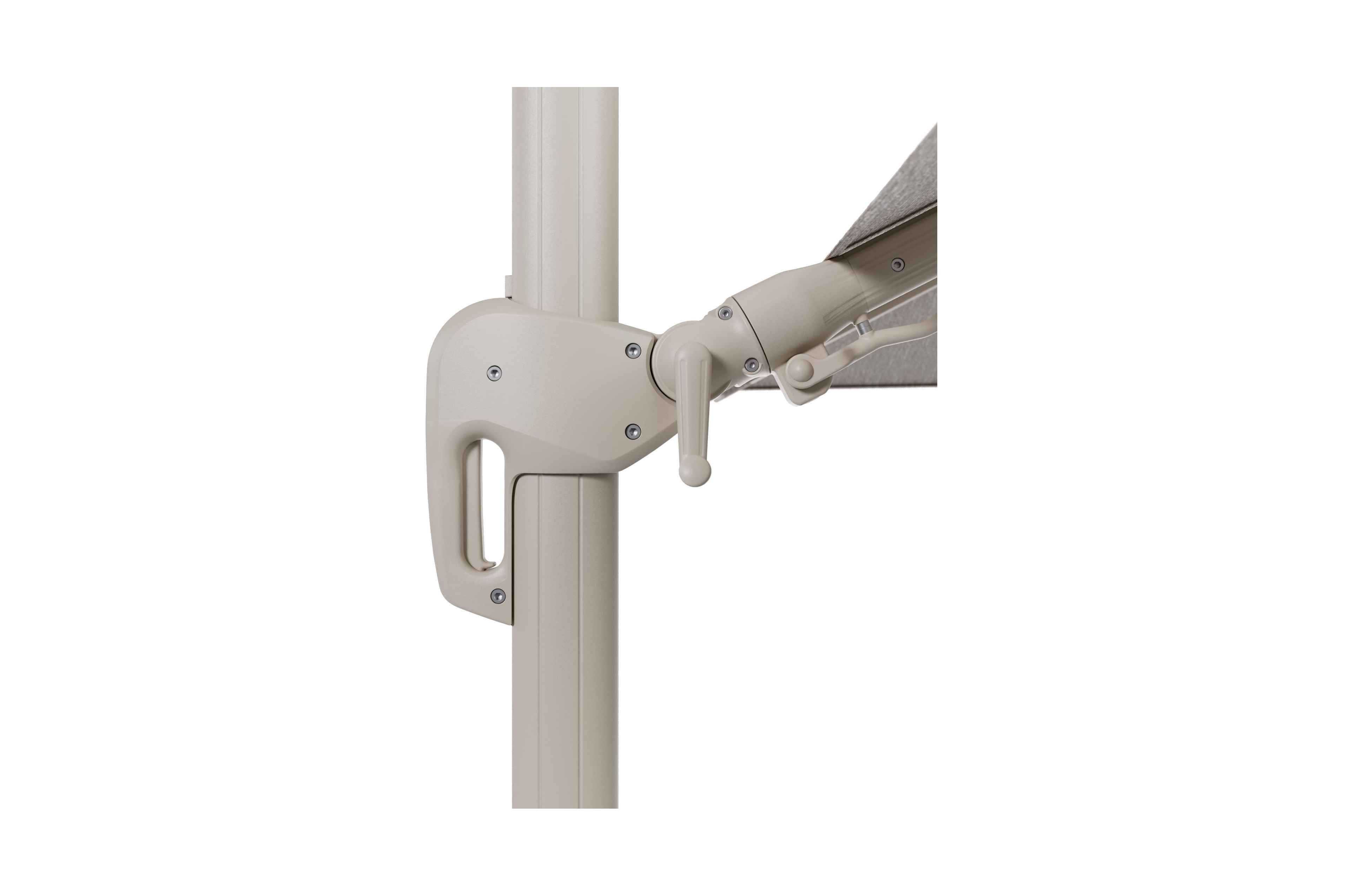 Parasol pendant Rufina avec fonction tilt en aluminium beige et toile de parasol en All Weather Sunbrella® Luxe Tundra Sand  - Lg.1 300 x Lg.2 300 cm (sans pied de parasol