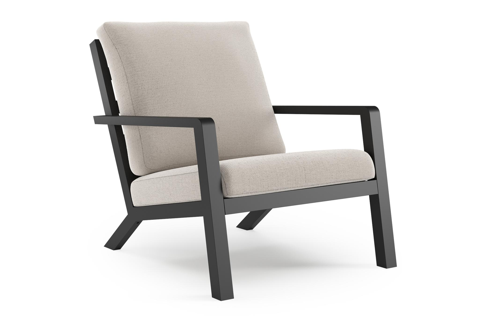 Nelas loungestoel in zwart aluminium met beige kussen