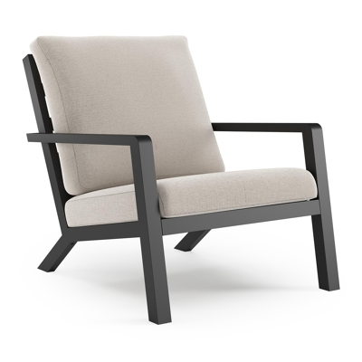 Nelas loungestoel in zwart aluminium met beige kussen