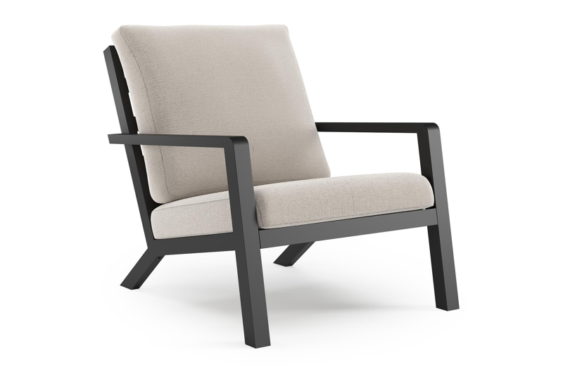 Nelas loungestoel in zwart aluminium met beige kussen