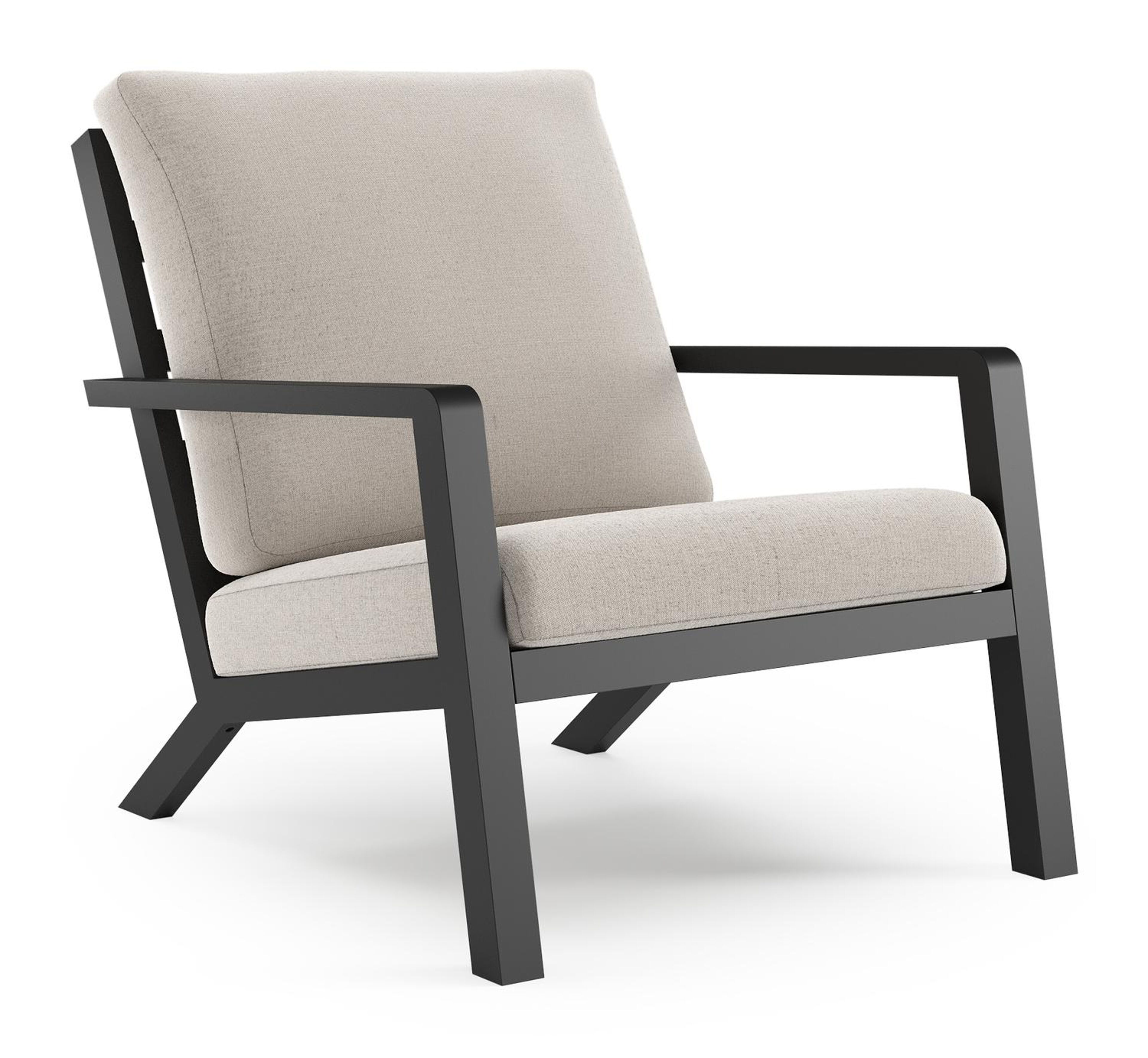 Nelas loungestoel in zwart aluminium met beige kussen