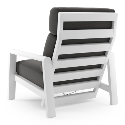 Cosenzo loungestoel 1-zit in wit aluminium met natte charcoal chine all weather sunbrella® luxe kussen