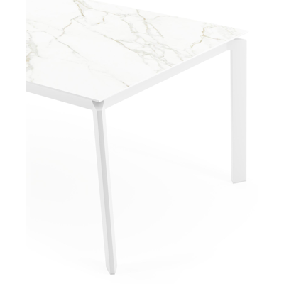 Cirello tuintafel in wit aluminium en volkeramiek calacatta - L 200 x B 100 x H 75 cm