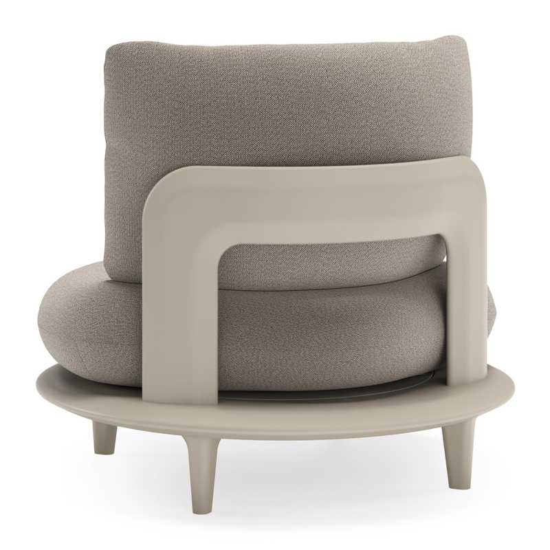 Bomero loungestoel in beige aluminium met savane coconut all weather sunbrella® luxe kussen