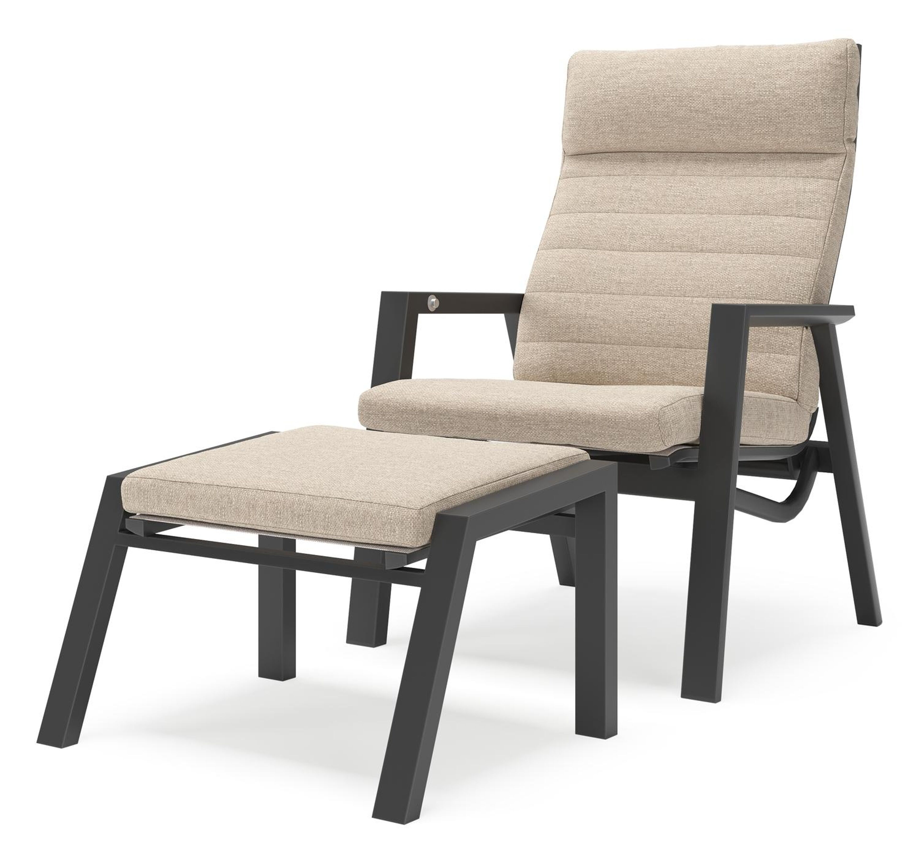 Prato loungestoel in zwart aluminium met Rustic Weather+ Softtouch kussen